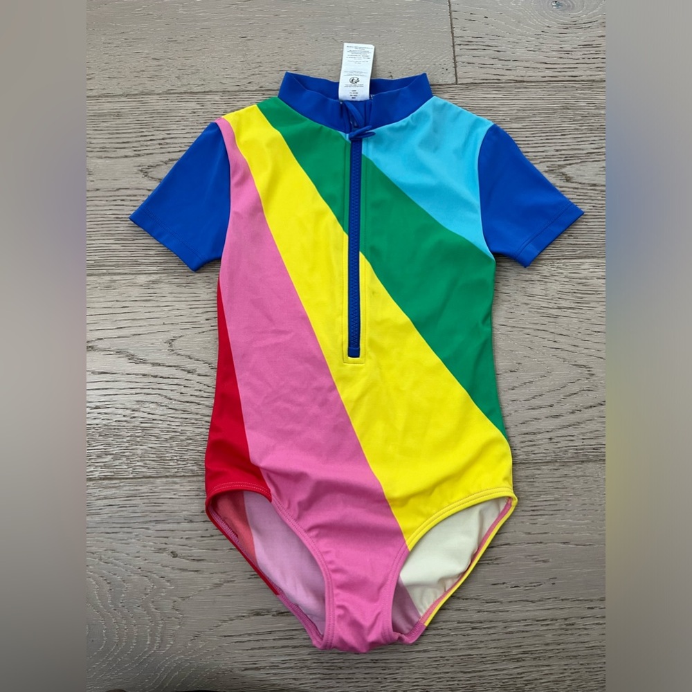 Boden Color Block Rashguard Swimsuit